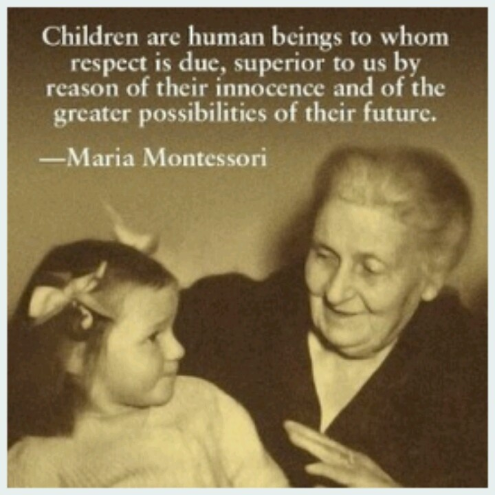 Elderly woman speaking to child with text 